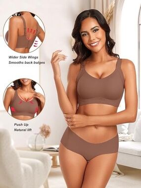 Seamless Wireless Push Up Bras with Support and Lift, No Underwire Bralette